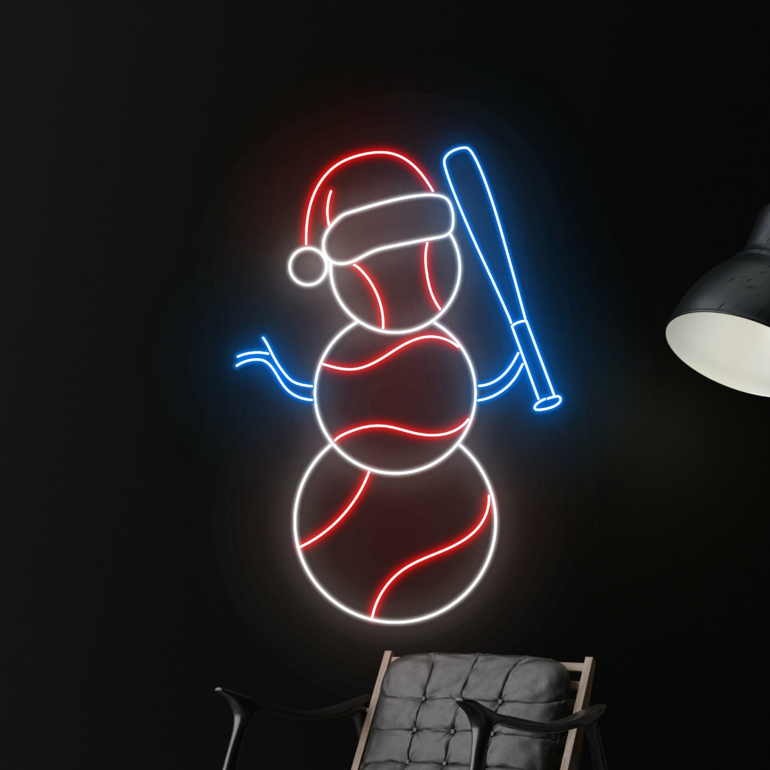 Baseball Christmas Hat Led Neon Sign Snowman Sport Neon Sign | Shineneon