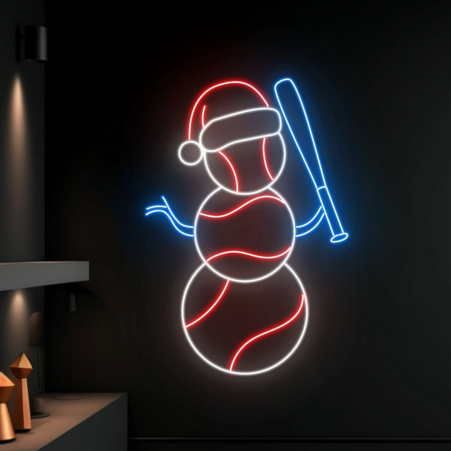 Baseball Christmas Hat Led Neon Sign Snowman Sport Neon Sign | Shineneon
