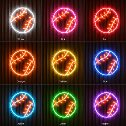 Baseball Game Room LED Neon Sign color grid