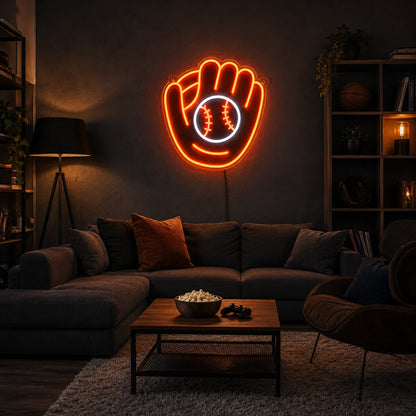 Baseball Glove And Ball LED Neon Sign size image