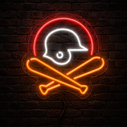 Baseball Helmet And Crossed Bats LED Neon Sign high-converting product image