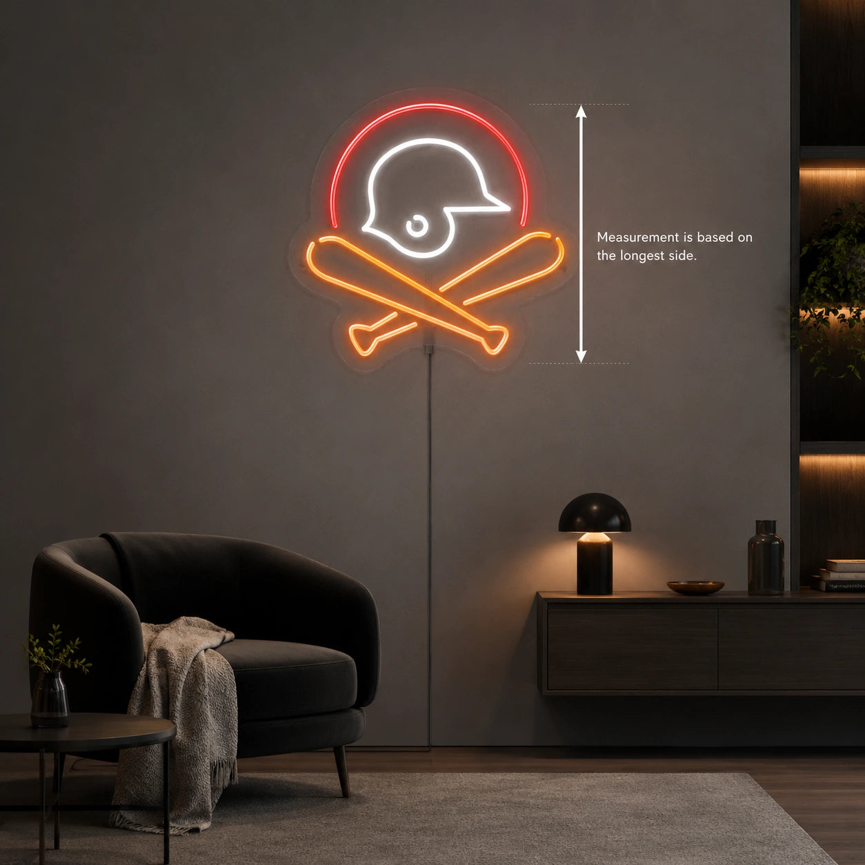 Baseball Helmet And Crossed Bats LED Neon Sign color grid