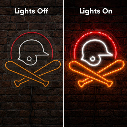 Baseball Helmet And Crossed Bats LED Neon Sign main product image