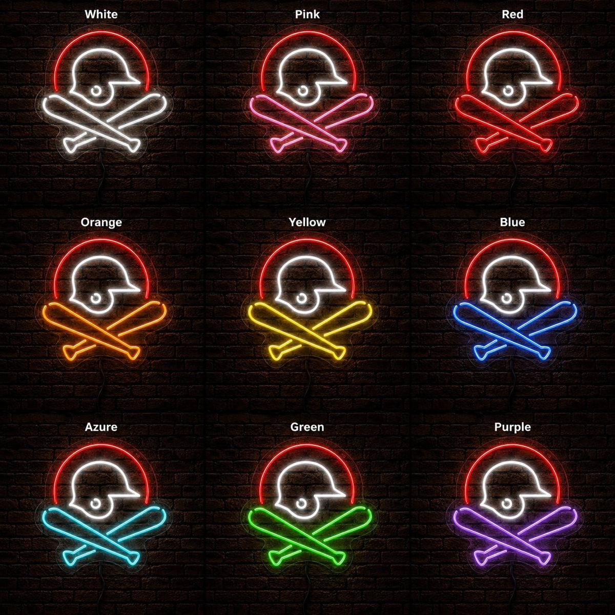 Baseball Helmet And Crossed Bats LED Neon Sign - Shineneon