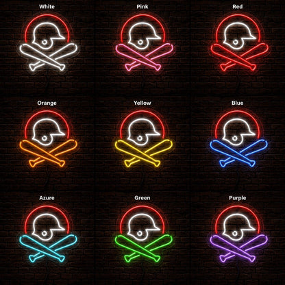 Baseball Helmet And Crossed Bats LED Neon Sign - Shineneon
