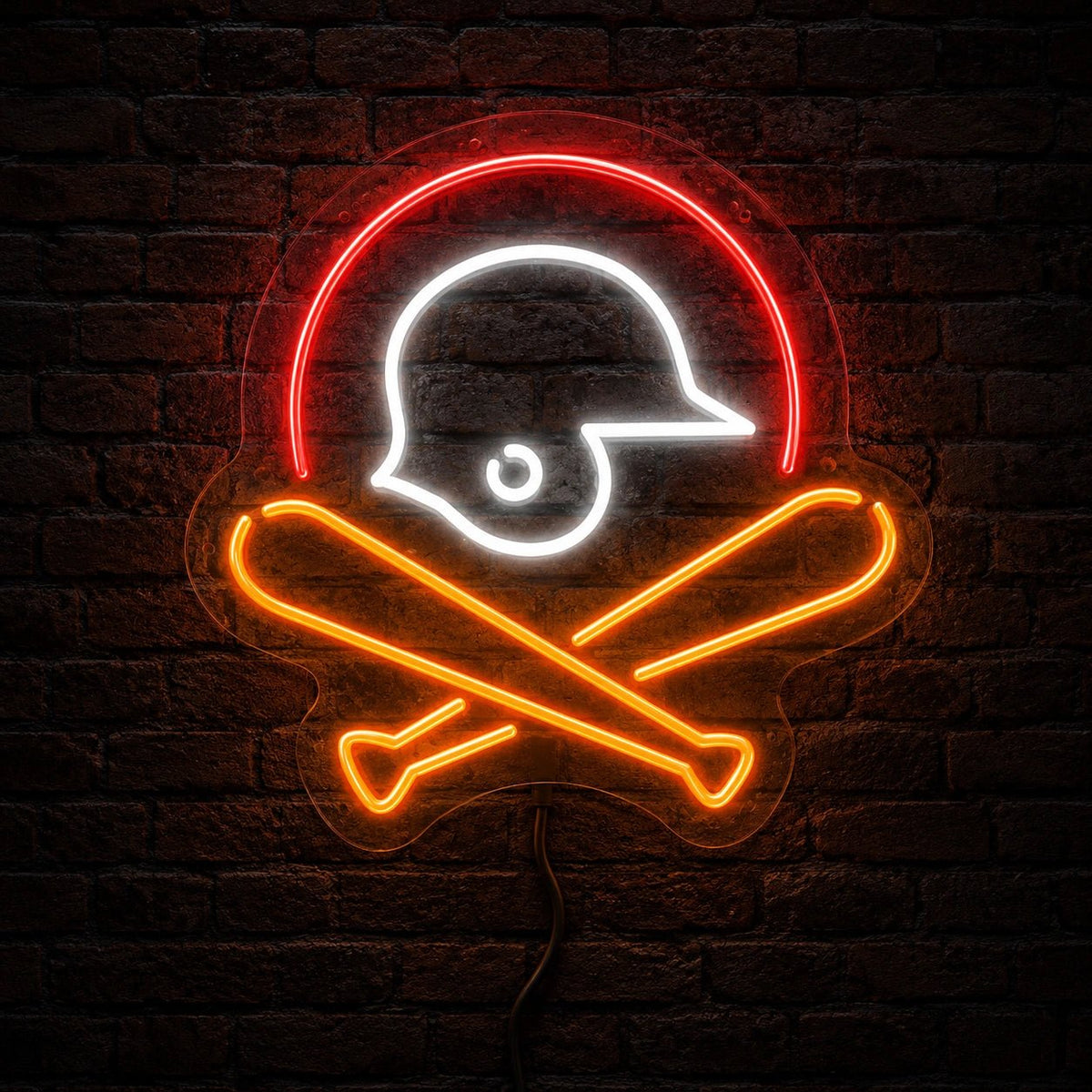 Baseball Helmet And Crossed Bats LED Neon Sign - Shineneon