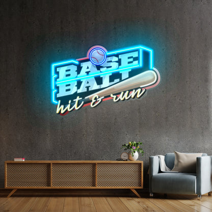 Baseball Hit And Run Led Neon Sign Light Custom Led Signs