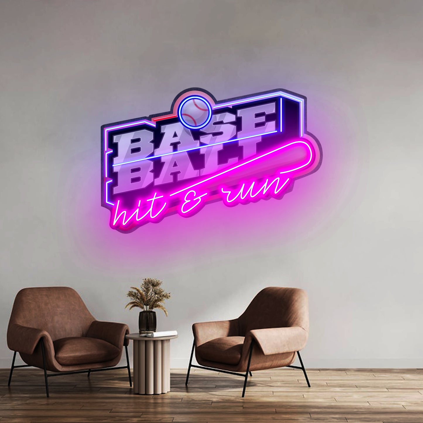 Baseball Hit And Run Led Neon Sign Light Custom Led Signs