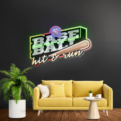 Baseball Hit And Run Led Neon Sign Light Custom Led Signs