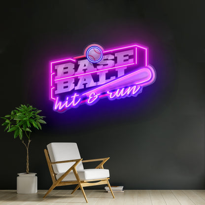 Baseball Hit And Run Led Neon Sign Light Custom Led Signs