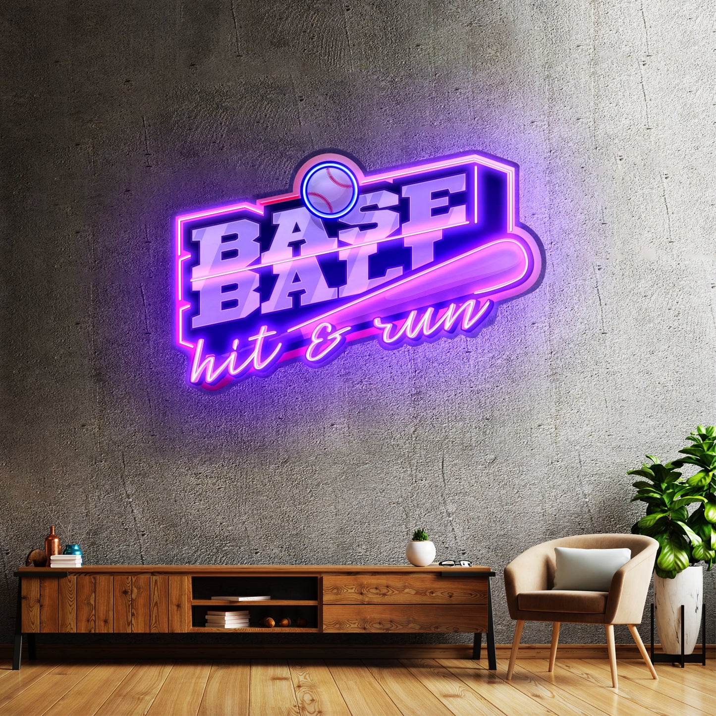 Baseball Hit And Run Led Neon Sign Light Custom Led Signs