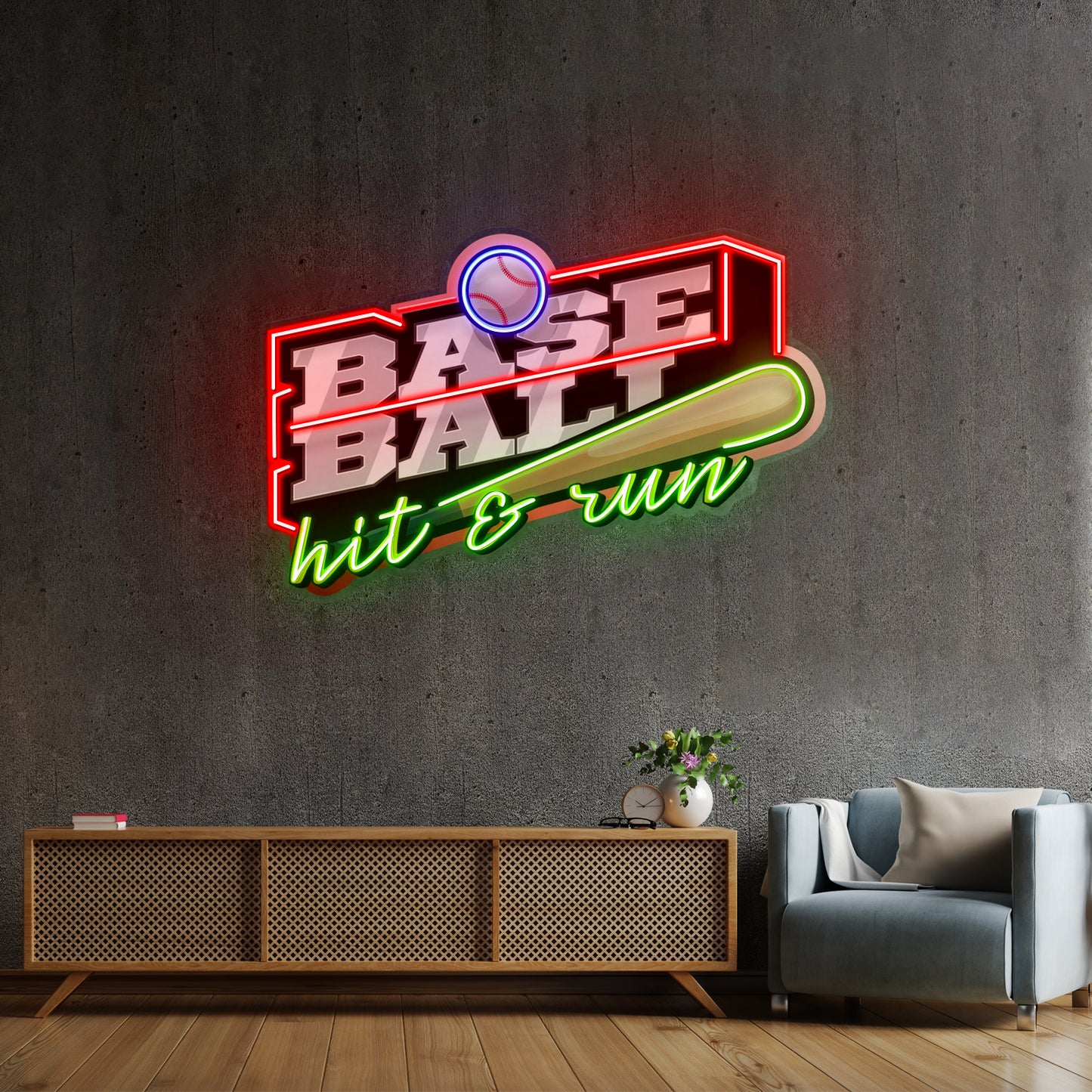 Baseball Hit And Run Led Neon Sign Light Custom Led Signs