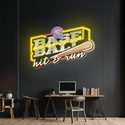 Baseball Hit And Run Led Neon Sign Light Custom Led Signs