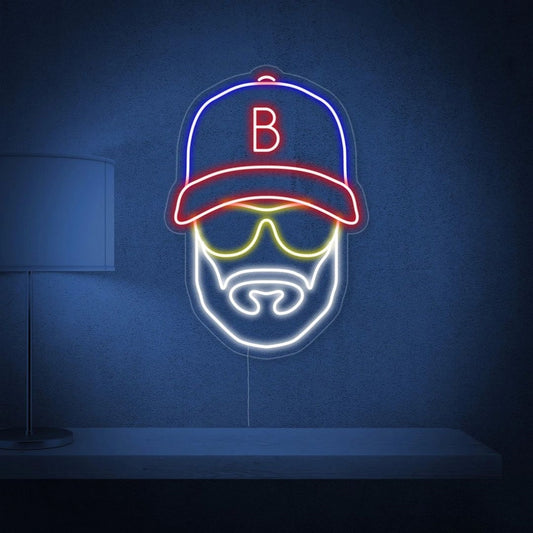 Baseball Man With Hat Led Sign Business Neon Sign