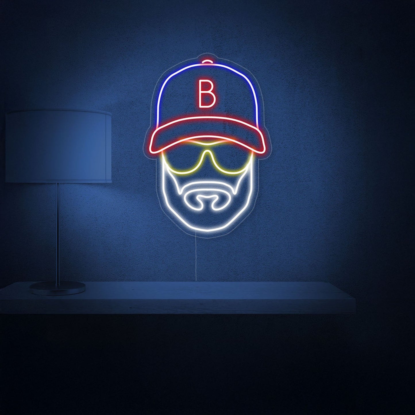 Baseball Man With Hat Neon Sign