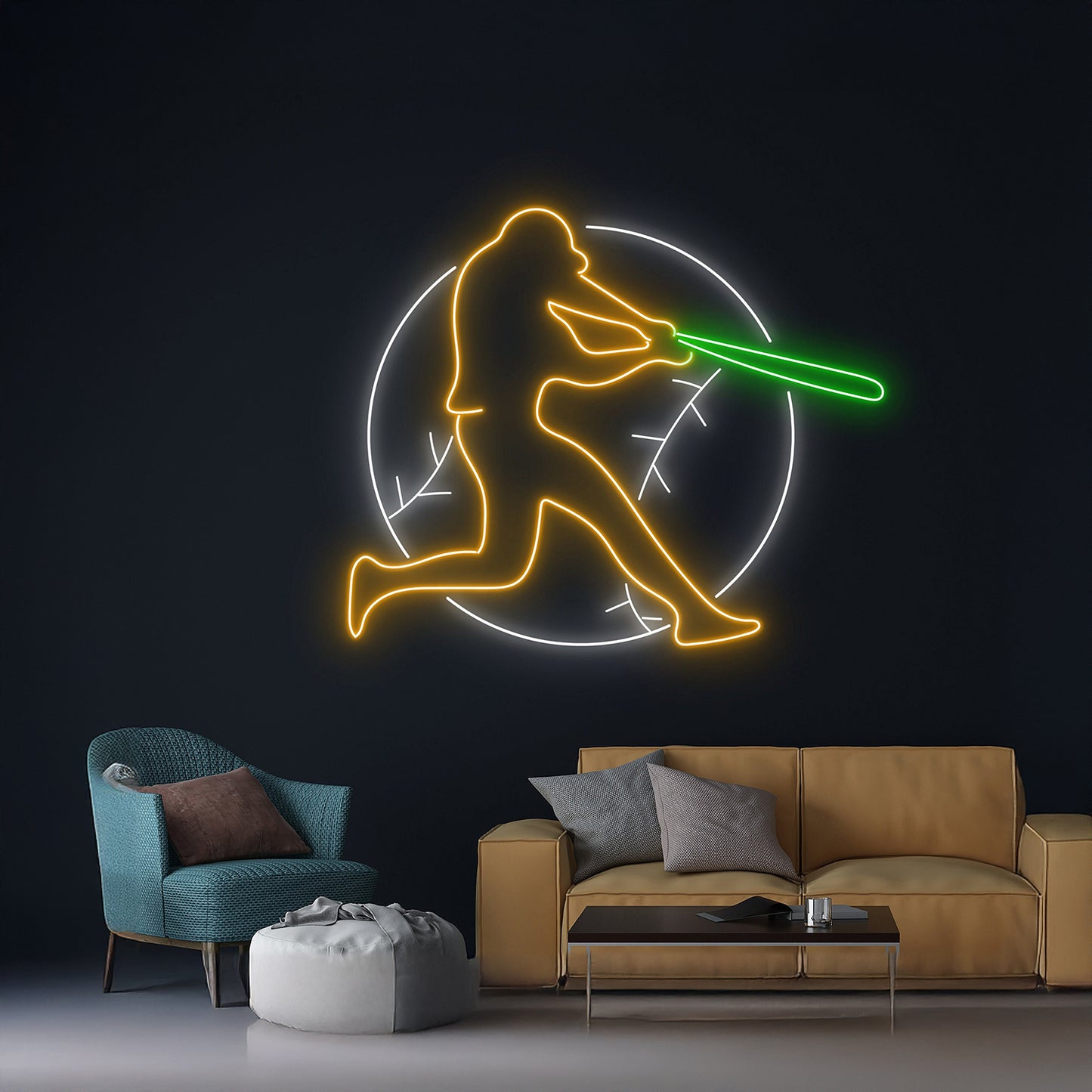 Baseball Neon Light Sport Fan Club Room Wall Art Decor