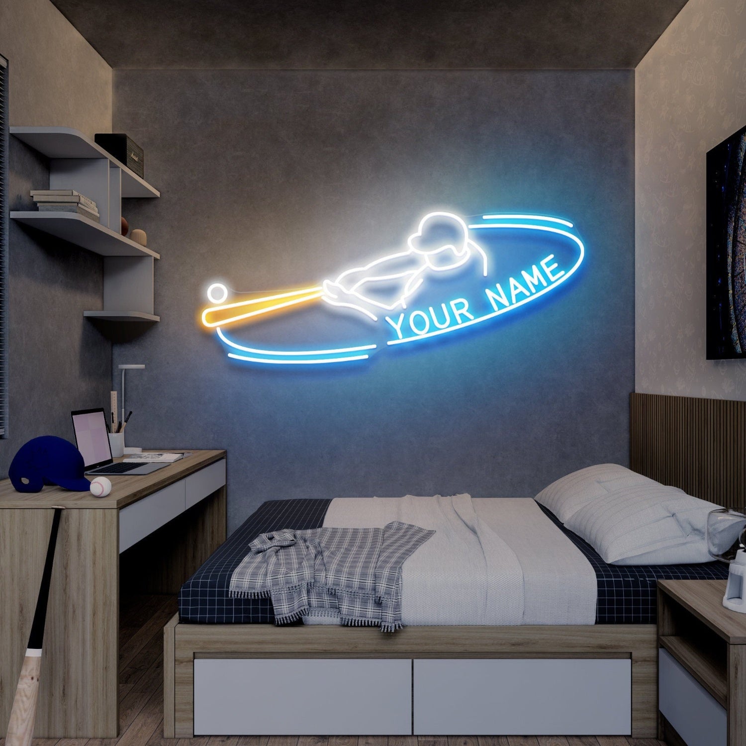Baseball Player Led Neon Sign With Your Lovely Kids Name | Shineneon