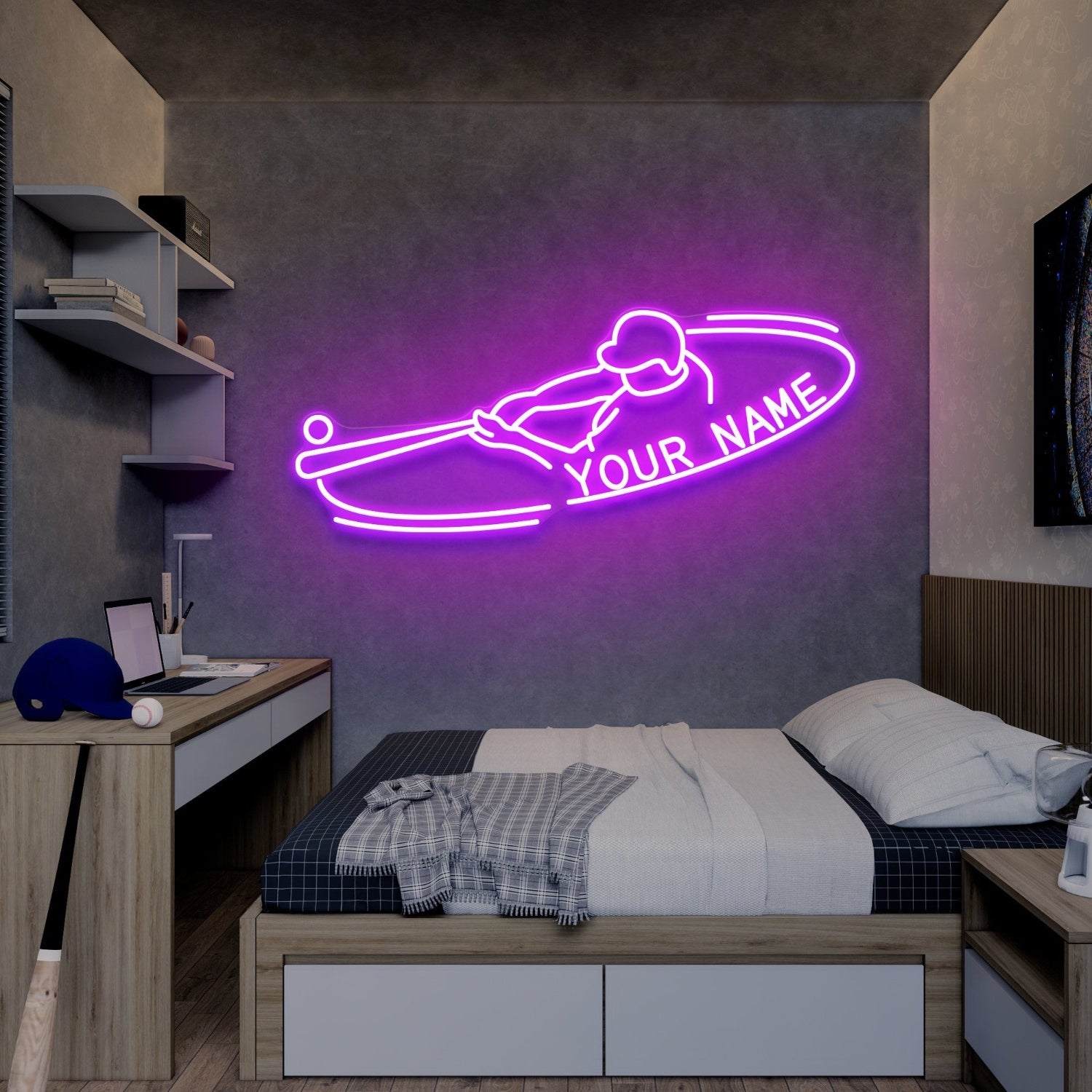 Baseball Player Led Neon Sign With Your Lovely Kids Name | Shineneon