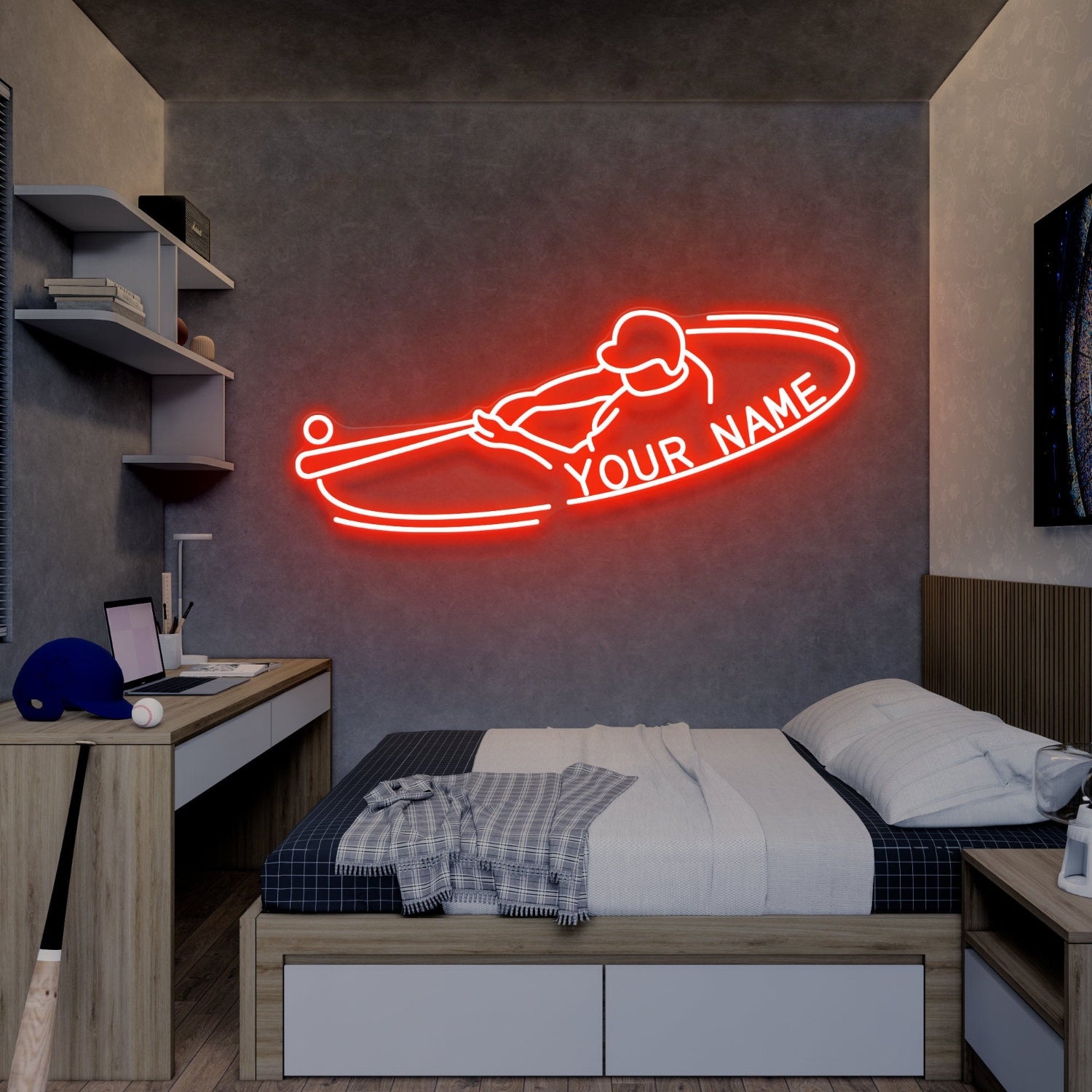 Baseball Player Led Neon Sign With Your Lovely Kids Name | Shineneon