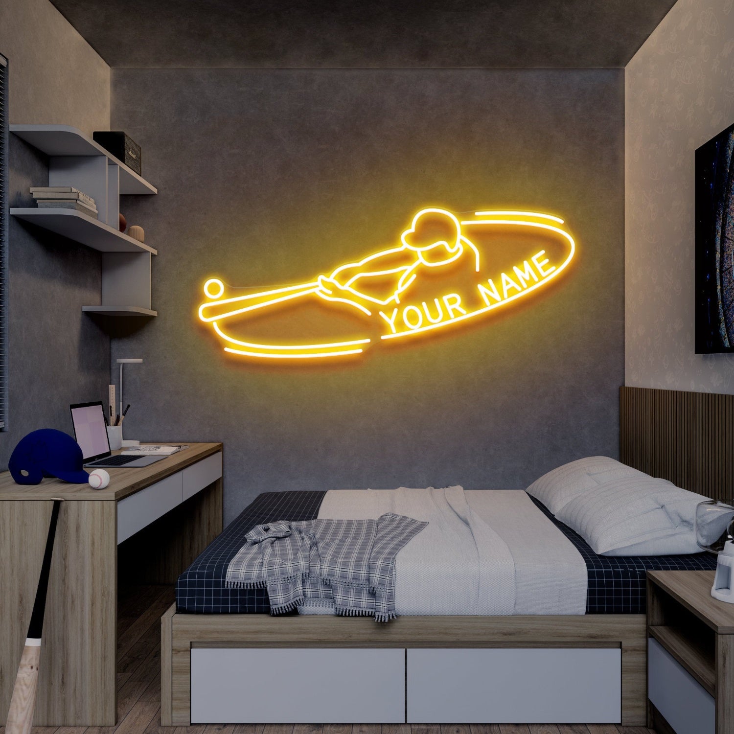 Baseball Player Led Neon Sign With Your Lovely Kids Name | Shineneon