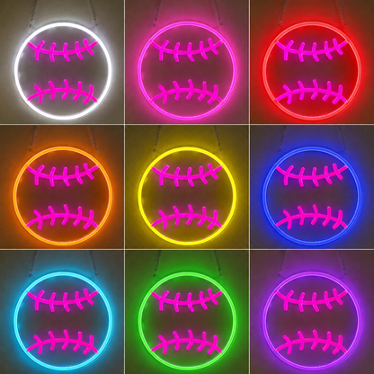 Baseball Practice Room LED Neon Sign color grid