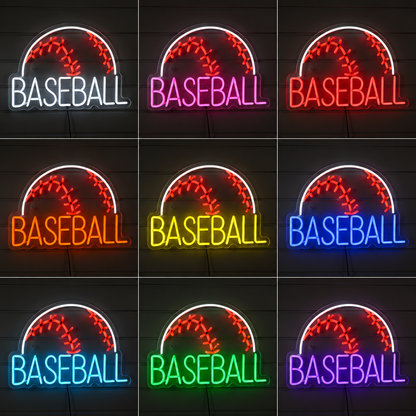 Baseball Room Decor LED Neon Sign color grid