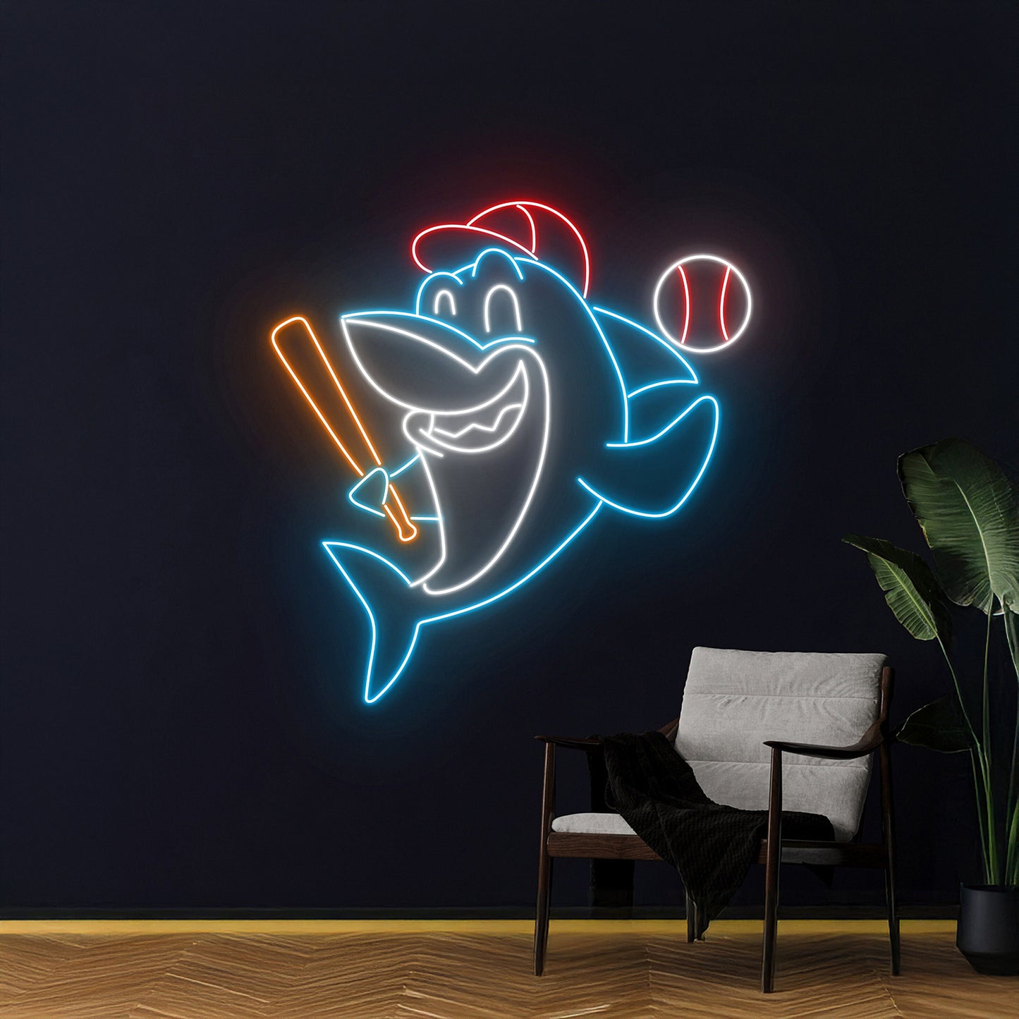 Baseball Shark Led Sign