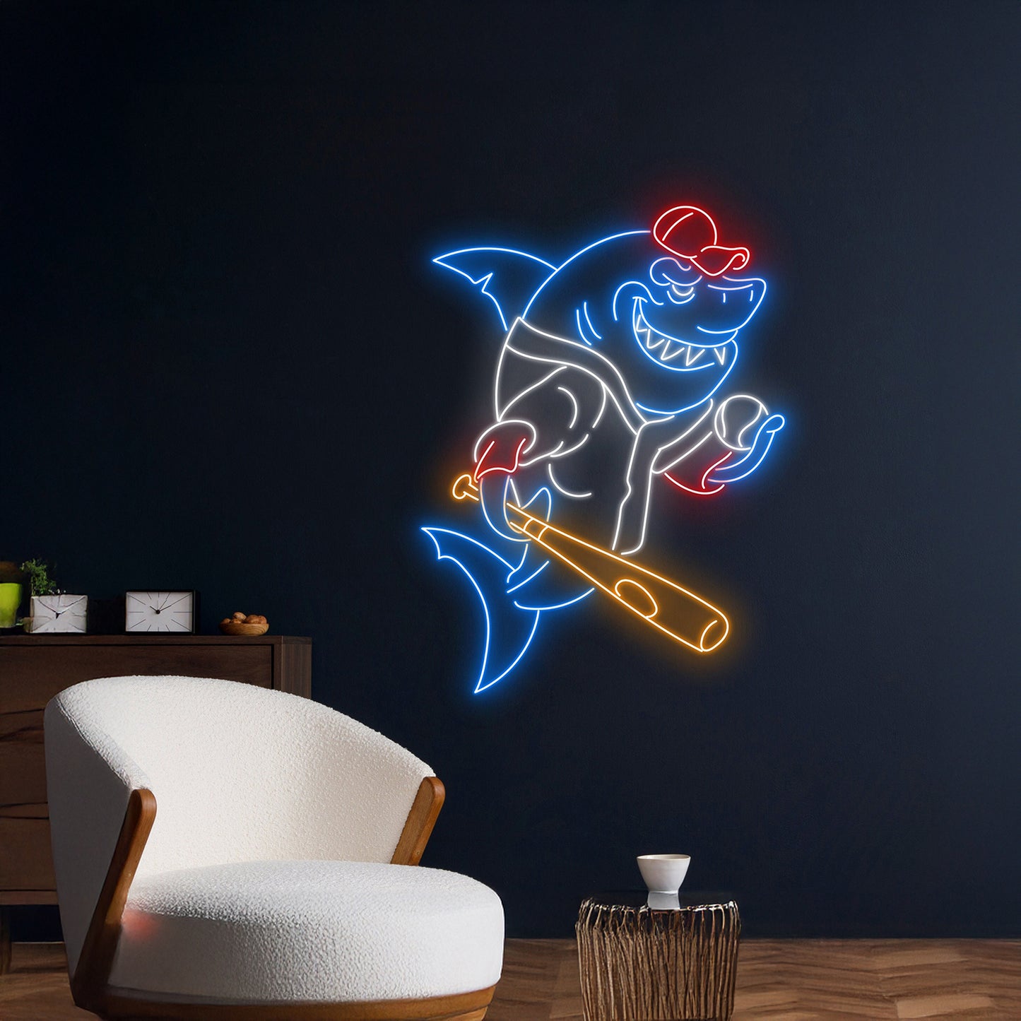 Baseball Shark Neon Light