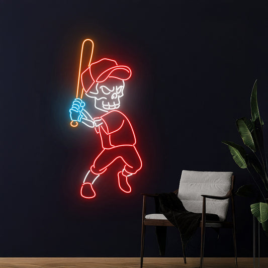 Baseball Skeleton Neon Light