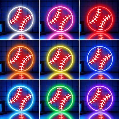 Baseball Wall Decor LED Neon Sign color grid