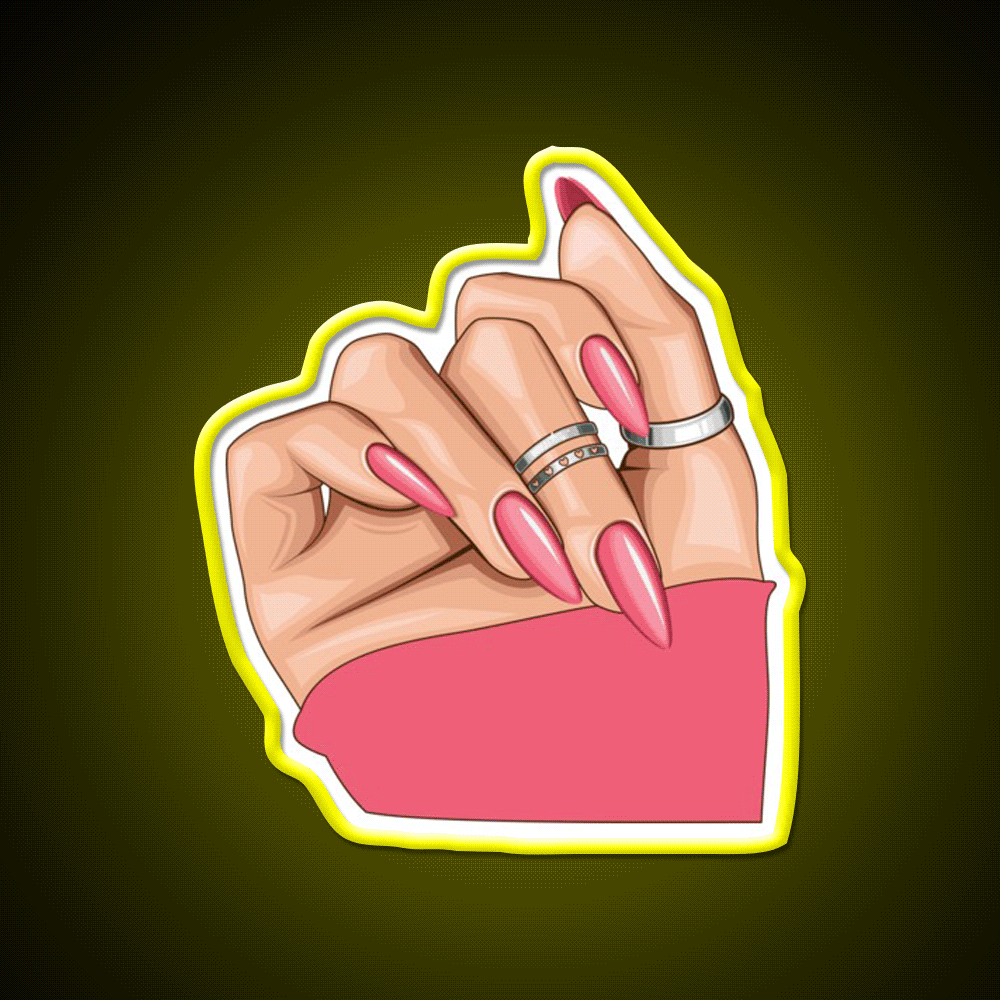 Basic Baddie Nail Salon Led Neon Sign Rgb Color - Custom LED neon sign front view