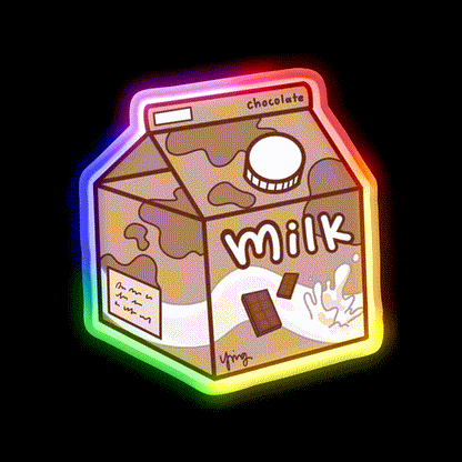 Basic Milk Carton Chocolate Snack Food Led Neon Sign Rgb Color - LED neon sign close-up detail
