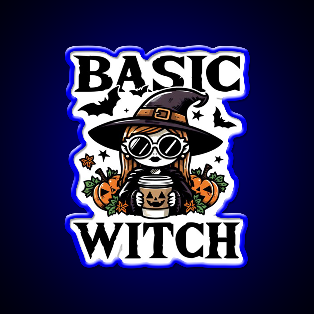 Basic Witch Halloween Gift Cafe Led Neon Sign Espresso Bar Art Rgb Color