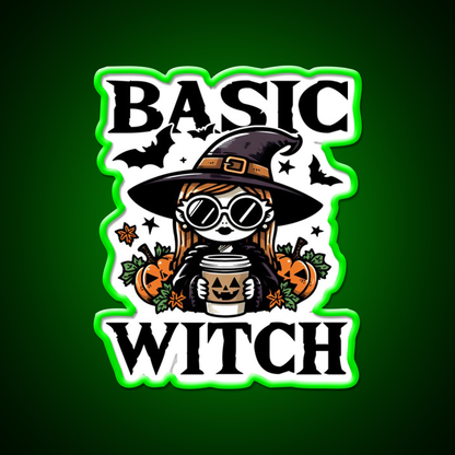 Basic Witch Halloween Gift Cafe Led Neon Sign Espresso Bar Art Rgb Color