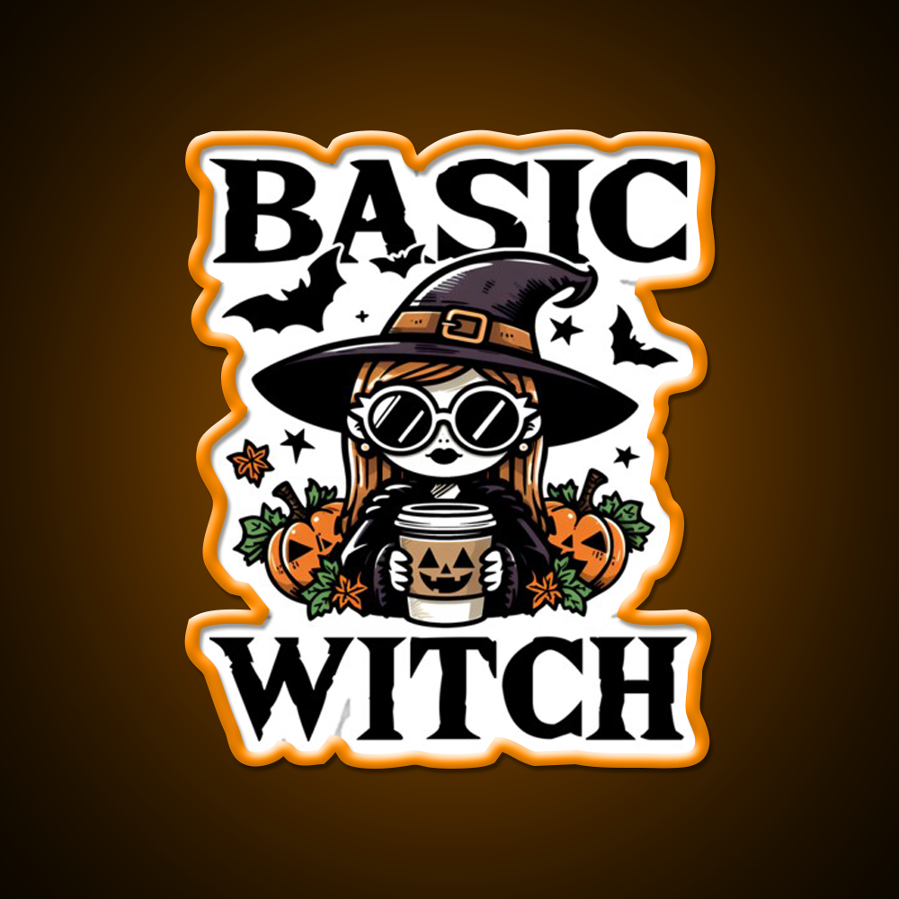 Basic Witch Halloween Gift Cafe Led Neon Sign Espresso Bar Art Rgb Color
