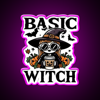Basic Witch Halloween Gift Cafe Led Neon Sign Espresso Bar Art Rgb Color