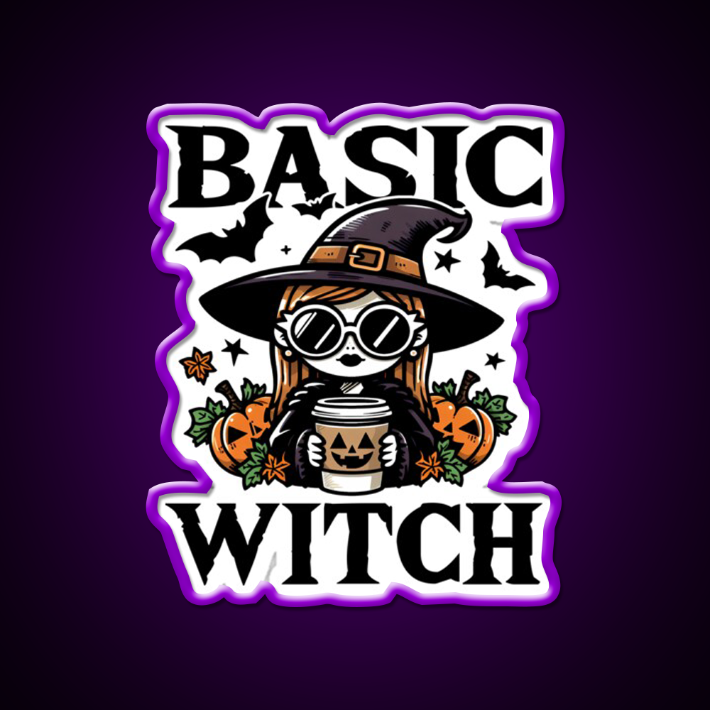 Basic Witch Halloween Gift Cafe Led Neon Sign Espresso Bar Art Rgb Color