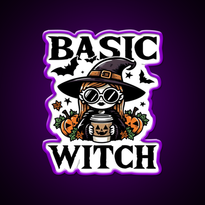 Basic Witch Halloween Gift Cafe Led Neon Sign Espresso Bar Art Rgb Color