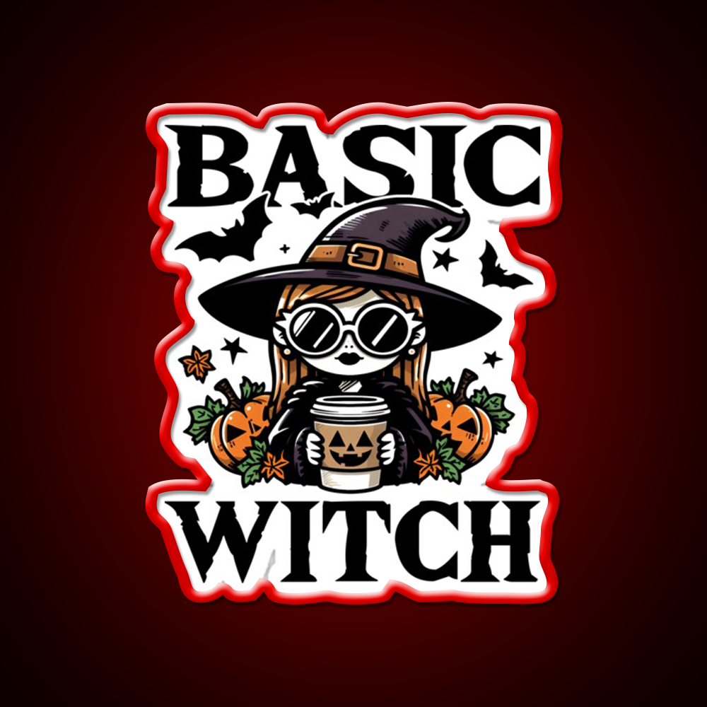 Basic Witch Halloween Gift Cafe Led Neon Sign Espresso Bar Art Rgb Color