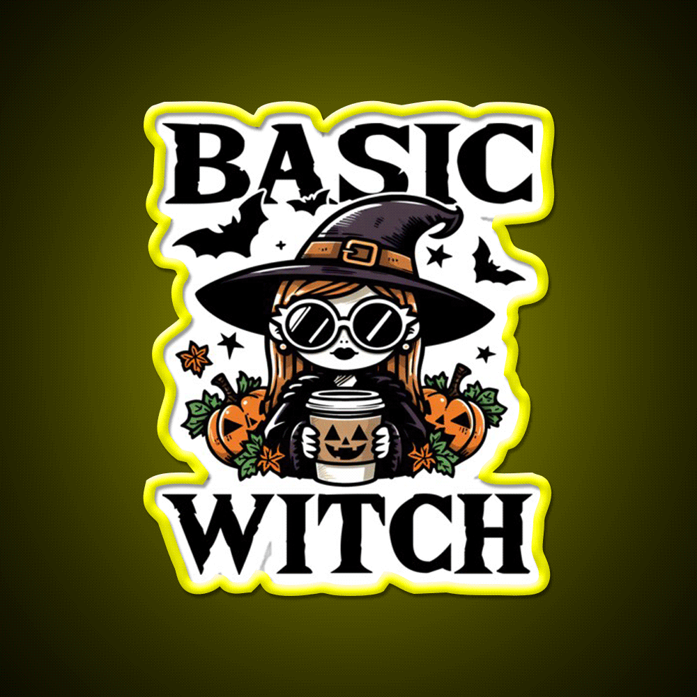 Basic Witch Halloween Gift Cafe Led Neon Sign Espresso Bar Art Rgb Color
