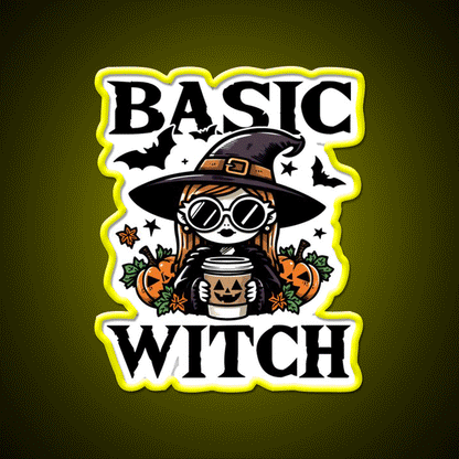 Basic Witch Halloween Gift Cafe Led Neon Sign Espresso Bar Art Rgb Color
