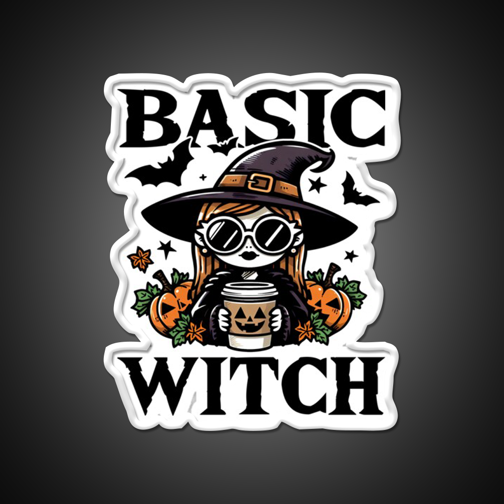 Basic Witch Halloween Gift Cafe Led Neon Sign Espresso Bar Art Rgb Color