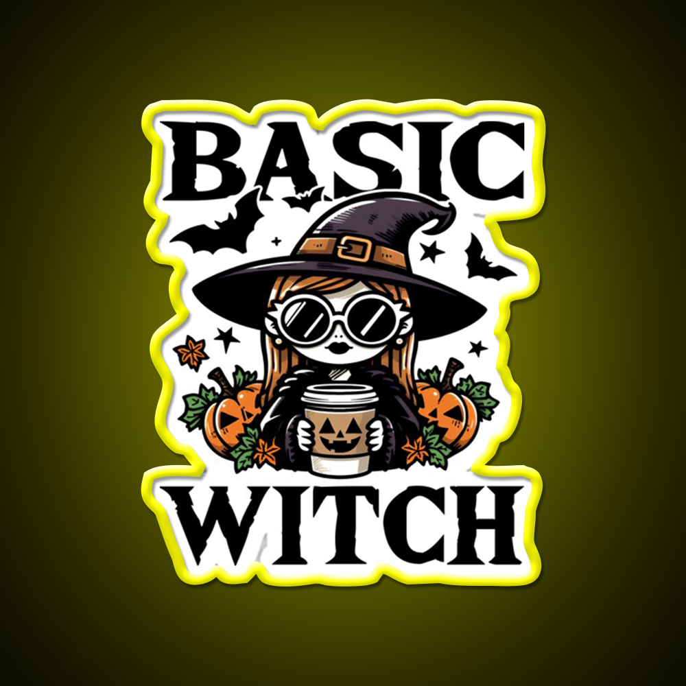 Basic Witch Halloween Gift Cafe Led Neon Sign Espresso Bar Art Rgb Color