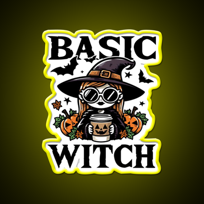 Basic Witch Halloween Gift Cafe Led Neon Sign Espresso Bar Art Rgb Color