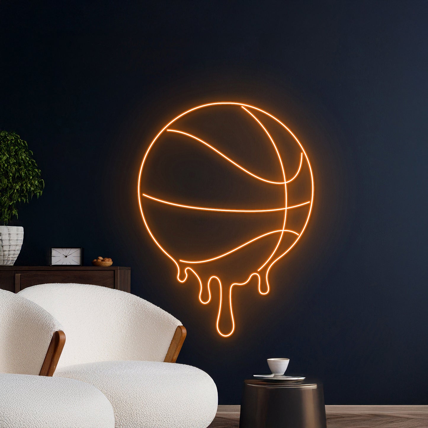 Basketball Ball Dripping Neon Sign