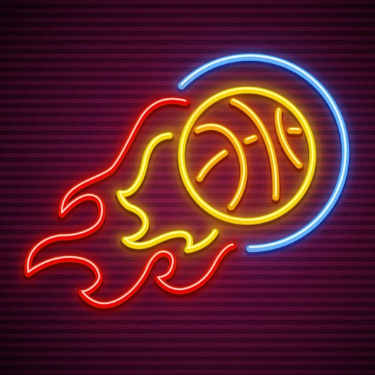 Basketball Ball Flying And Burn Led Sign Business Neon Sign