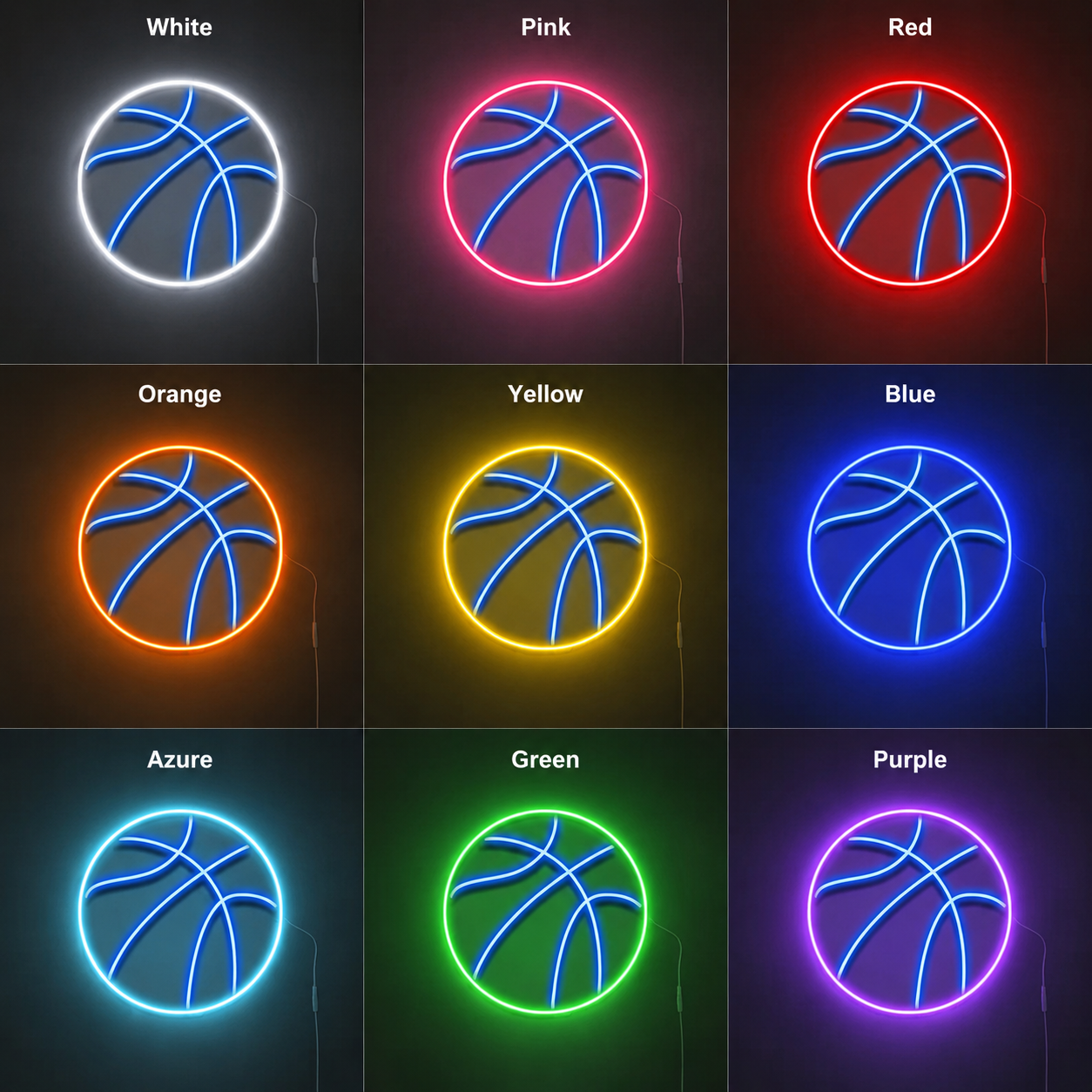 Basketball Decor Wall Art LED Neon Sign color grid