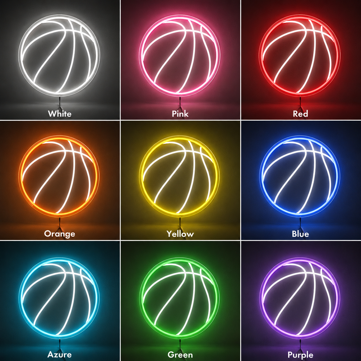 Basketball Game Room LED Neon Sign color grid