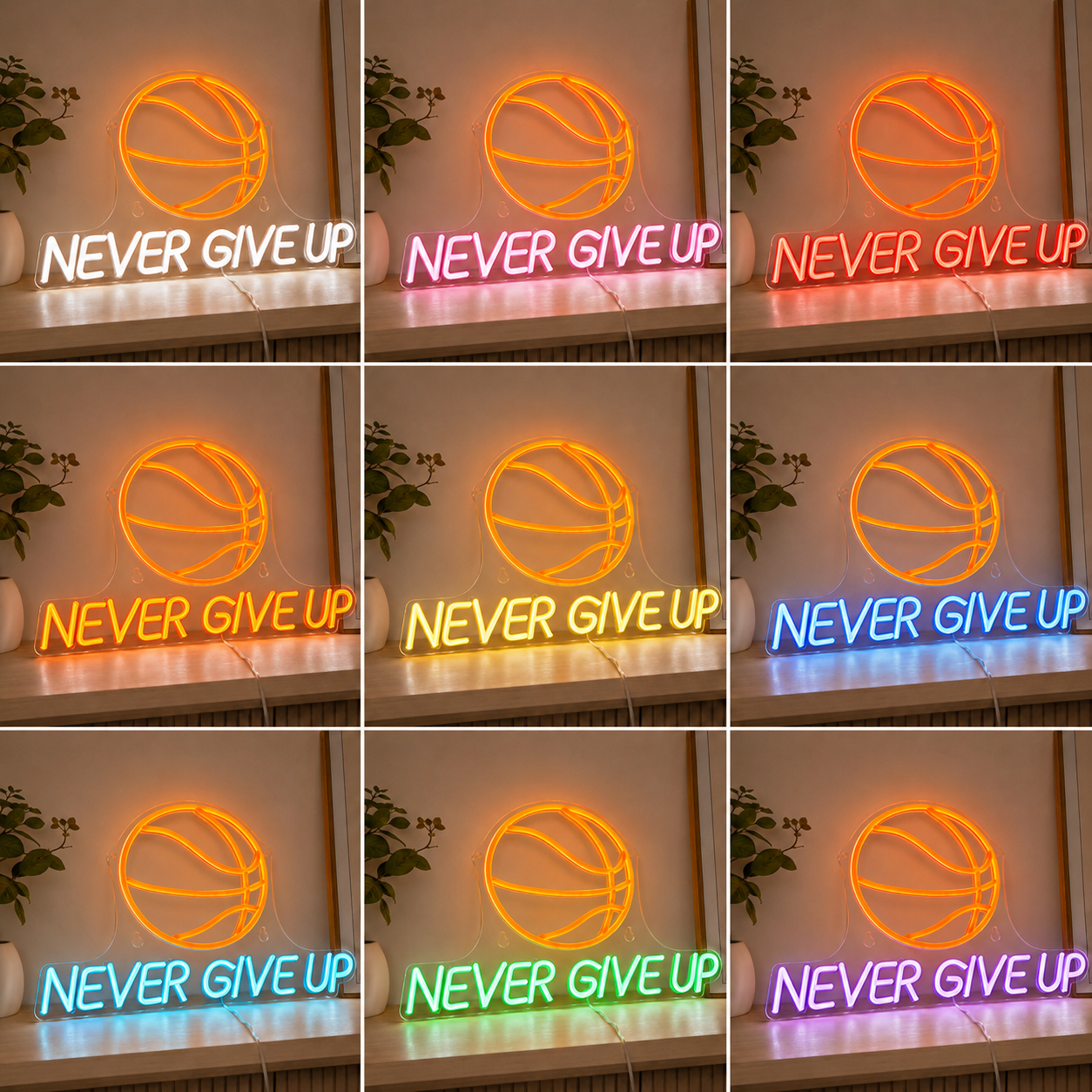 Basketball Home Decor LED Neon Sign color grid