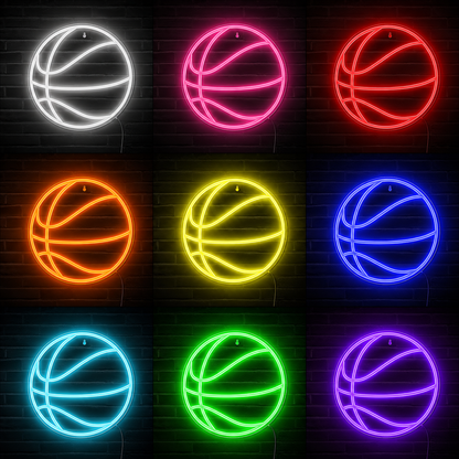 Basketball Outline Fan Wall Decor LED Neon Sign color grid